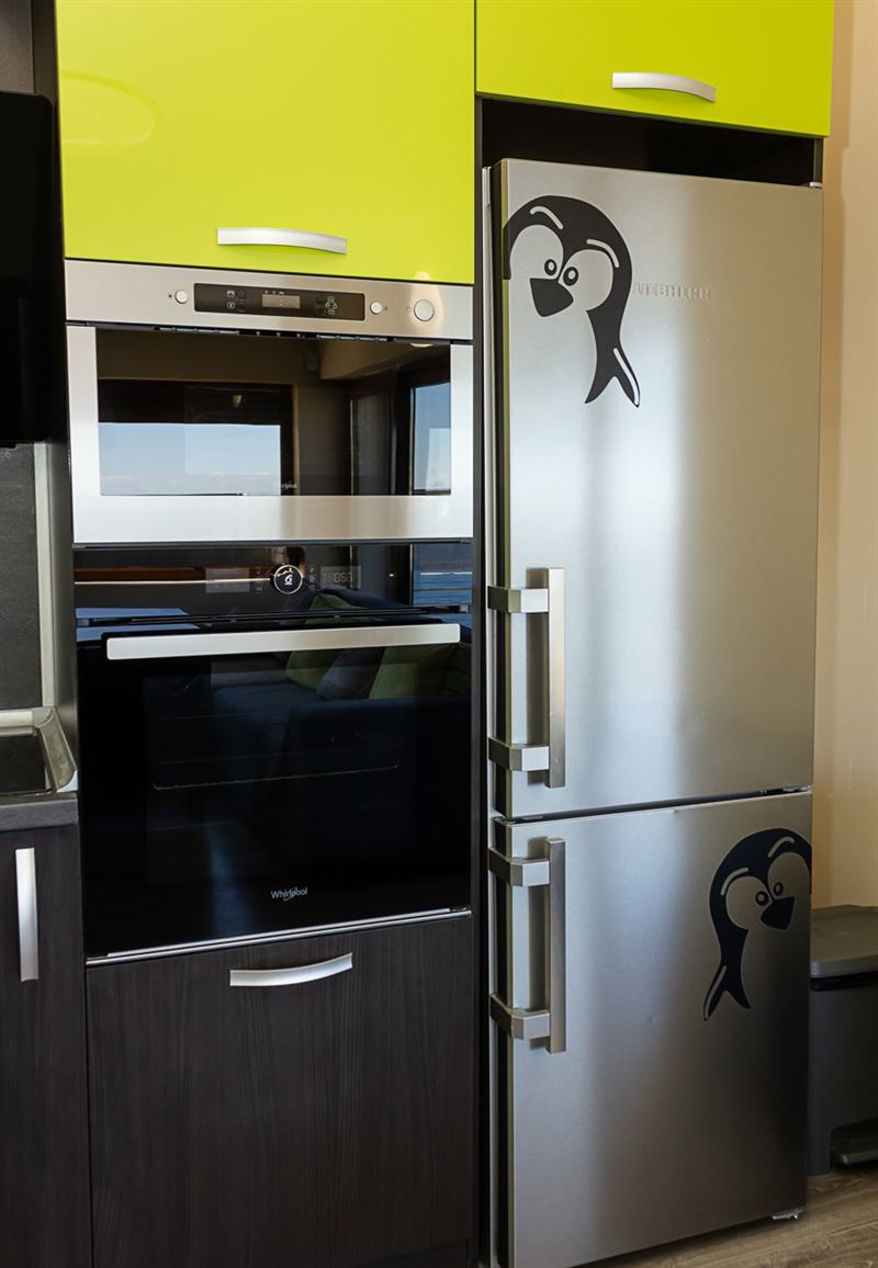 Modern fully equipped kitchen with oven and fridge